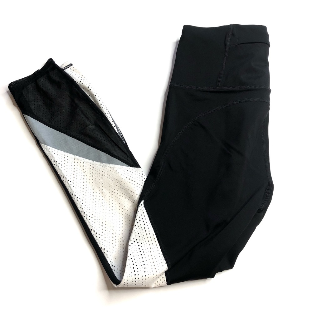 Athleta Precision 7/8 Ankle Tight Legging Black White Mesh